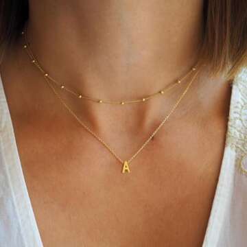 BAYLAY Initial Necklace for Women - Elegant 18K Gold Filled Monogram Jewelry