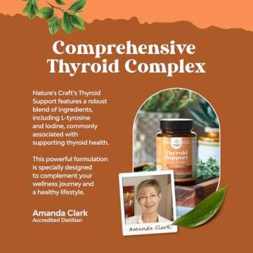 Herbal Thyroid Support Complex - Iodine Thyroid Supplement with L Tyrosine Bladderwrack Kelp Selenium and Ashwagandha - Mood Enhancer Energy Supplement for Thyroid Health - 60 Halal Capsules