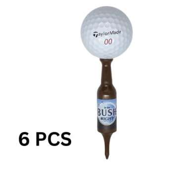 Putt Light Beer Bottle Golf Tees, Virtually Unbreakable and Recyclable Plastic Golf Tee 6 Pack, Golf Gift for Men, Bachelor Party Novelty Gift, for Golfers,3-1/4" Tall (Variety Pack #2)