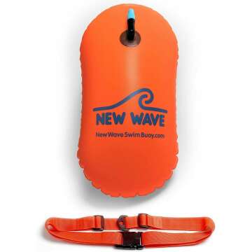 New Wave Swim Bubble for Open Water Swimmers and Triathletes - Be Bright, Be Seen & Be Safer with New Wave While Swimming Outdoors with This Safety Swim Buoy Tow Float