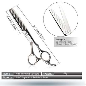 CIICII Hair Cutting Scissors Shears Set, Professional Hairdressing Scissors Kit (Hair Beard Trimming Shaping Grooming Thinning Shears) for Men Women Hairdresser Home Salon Barber Haircut Kit (Silver)