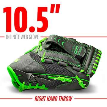 Franklin Sports unisex adult Right Hand Throw Kids & Youth Baseball Softball Tball Glove for Boys Girls Shok, Graphite/Lime, 10.5-Inch US