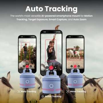 Pivo Equestrian Lite Pack Auto Horse, Face and Body Tracking, Ai-Powered 360° Rotation Smartphone Holder, Equine Coaching, Auto Zoom Handsfree Photo & Video Recording - Blue