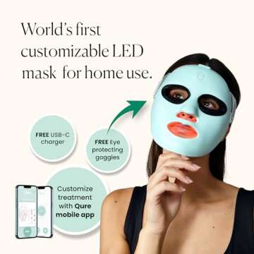 Qure LED Skin Care Face Mask With 5 Different Modes (Red Light Therapy, Amber Light & Blue Light Therapy) One Device with Customizable Settings & Treatments. Perfect For At Home Use LED Facial Therapy