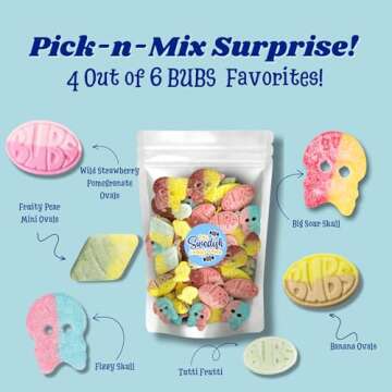 Bubs Swedish Candy Mix - Big Ovals, Skulls, and More - Sweet and Sour Swedish Gummies - 1 Pound of Godis From Sweden