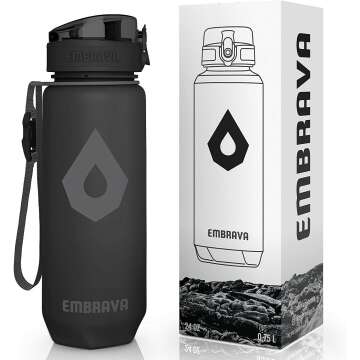 Embrava 24oz Water Bottle with Time Markers - Ideal for Sports & Gym - BPA-Free