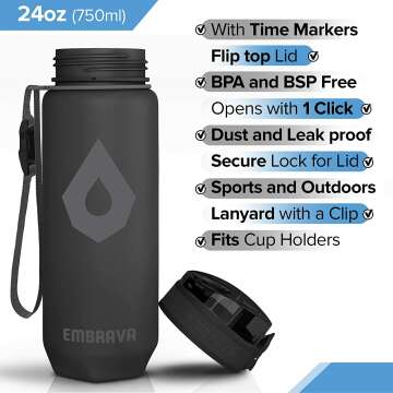 Embrava 24oz Water Bottle with Time Markers