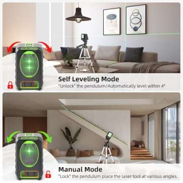 Huepar Box-1G Laser Level Self-Leveling, 150ft Outdoor Green Cross Line with Pulse Mode, 150° Vertical Lines, Magnetic Base & Battery Included – High Precision for DIY and Professional Use