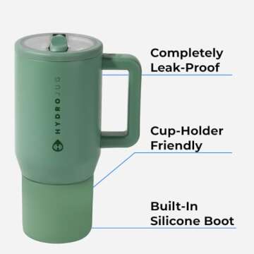 HydroJug Traveler 20 oz Tumbler - Insulated, Flip Straw, Leak Proof