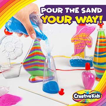 Creative Kids Sand Art Activity Kit for Kids-10 Sand Art Bottles &10 Colored Cool Sand Bags+Glitter Sand-Create Your Own Sand Art-DIY Arts & Crafts Gifts for Kids Boys Girls Age 6+ Packaging May Vary