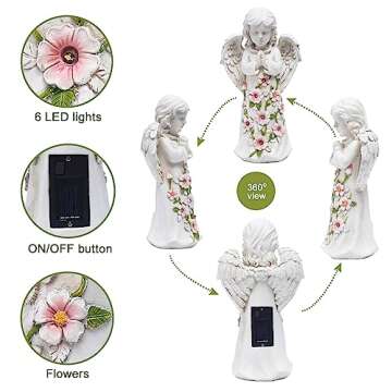 Nacome Solar Garden Angel Statue with LED Lights