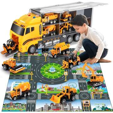 TEMI Toddler Die-Cast Construction Toy Vehicle Set