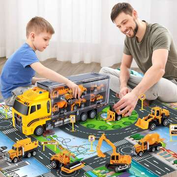 TEMI Toddler Die-Cast Construction Toy Vehicle Set