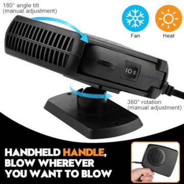 2024 New Upgrade Portable Car Heater 12V Fan Defrost and Defog Car Heater for Windshield Automobile Plug Thermostat Fast Cooling Heating for Winter