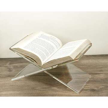 Red Co. Transparent Clear Acrylic Book Holder 2 Piece Reading Stand for Open and Closed Books, Magazines, Textbooks 6" x 11" x 6"