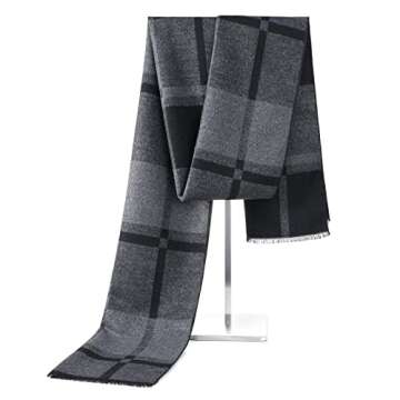 American Trends Men's Winter Cashmere Scarf - Soft, Warm, Plaid Design