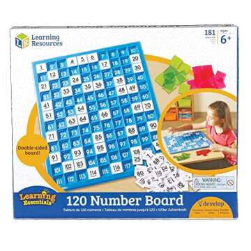 Learning Resources 120 Number Board -181 Pieces, Ages 6+ Learning Math Games for Kids, Educational and Fun Games for Kids