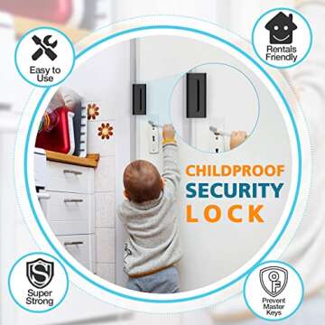 Home Security Door Lock Reinforcement - Child Proof High Security Door Locks with 3" Stop Withstand 800 lbs for Inward Swinging Front Door, Night Kids Safety Metal Flip Lock Deadbolt Latch Defend Home