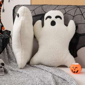 Ghost Pillow,Ghost Decor,Halloween Pillows Set of 2 Cute Ghost Indoor Decorative Throw Pillow Ghost Plush Pillows for Halloween Decorative Home Sofa Bed Ghost Decor Cushion(7.9 Inch)