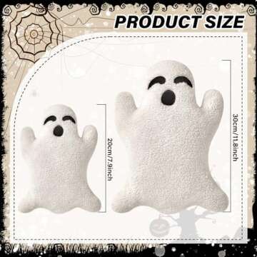 Ghost Pillow,Ghost Decor,Halloween Pillows Set of 2 Cute Ghost Indoor Decorative Throw Pillow Ghost Plush Pillows for Halloween Decorative Home Sofa Bed Ghost Decor Cushion(7.9 Inch)