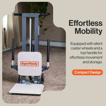 SuperHandy GoRise FS Electric Floor to Stand Lift for Seniors and People with Disabilities - 500 Lbs Capacity, Standing Assistance, Portable, Adjustable, Ergonomic, Easy Storage [Patent Pending]