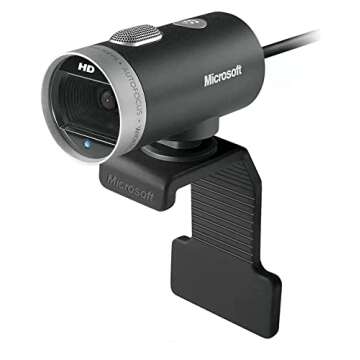 Microsoft LifeCam Cinema,Webcam with built-in noise cancelling Microphone, Light Correction, USB Connectivity, for video calling on Microsoft Teams/Zoom, compatible with Windows 8/10/11/ Mac