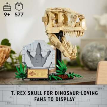 LEGO Jurassic World Dinosaur Fossils: T. rex Skull, Dino Toy for Boys and Girls, Educational Skeleton Model Set with Bones for Kids, Great Gift for Fans of The Jurassic Park Movies, 76964