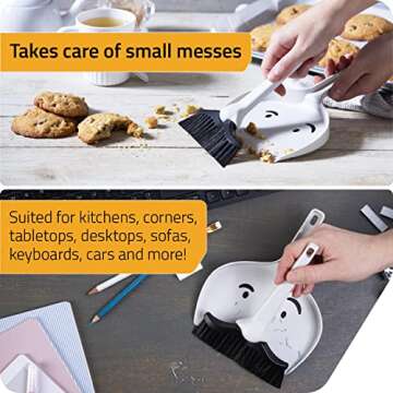 Peleg Design Dustache Small Dustpan and Brush Set, Mini Broom and Dustpan Set, Mustache Design, Small Broom and Dustpan Set, for Home & On-The-Go