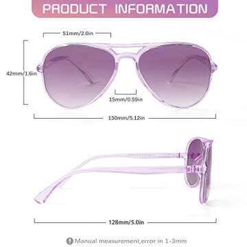 FONHCOO Kids Polarized Sunglasses for Girls Boys Aviator Toddler Sunglasses with Flexible Frame, UV400 Protection, Age 5-10 (Purple)