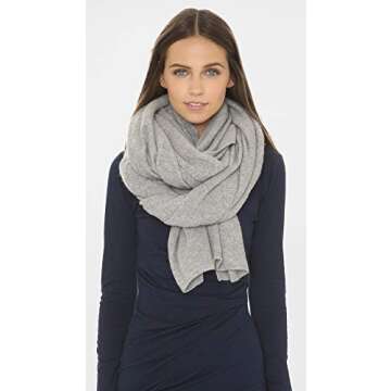 White + Warren Women's Cashmere Travel Wrap Scarf, Grey Heather, One Size