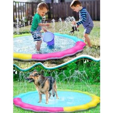 Jasonwell Splash Pad Sprinkler for Kids Splash Play Mat Outdoor Water Toys Inflatable Splash Pad Baby Toddler Pool Boys Girls Children Outside Backyard Dog Sprinkler Pool Age 1 2 3 4 5 6 7 8 9 L