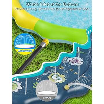 Jasonwell Splash Pad Sprinkler for Kids Splash Play Mat Outdoor Water Toys Inflatable Splash Pad Baby Toddler Pool Boys Girls Children Outside Backyard Dog Sprinkler Pool Age 1 2 3 4 5 6 7 8 9 L