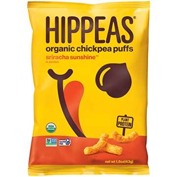 HIPPEAS Organic Chickpea Puffs + Sriracha Sunshine | Vegan, Gluten-Free, Crunchy, Protein Snacks, 1.5 Ounce, 12 Count