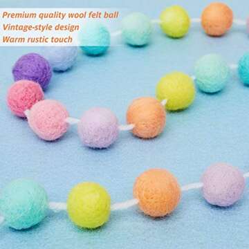 WILLBOND 3 Pieces Wool Felt Ball Garland Colorful Pom Pom Garland 6.5 Ft Long 24 Ball Garland for Mardi Gras Halloween Thanksgiving Xmas Black History Month (Rainbow Colors)