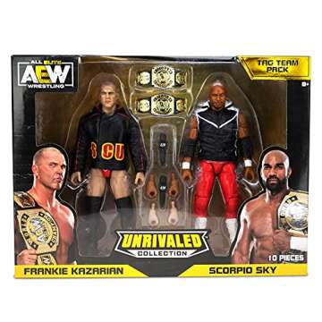 All Elite Wrestling Unrivaled Collection Tag Team Pack - Frankie Kazarian and Scorpio Sky Action Figures, Plus Accessories - Amazon Exclusive