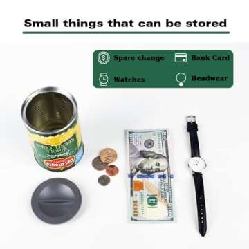 Mealivos Fake Can Diversion Safe，Perfect for Hiding Storage Key，Cash ，Jewelry， Card，Coins-Keep Your Valuables Safe-Corn