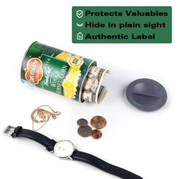 Mealivos Fake Can Diversion Safe，Perfect for Hiding Storage Key，Cash ，Jewelry， Card，Coins-Keep Your Valuables Safe-Corn