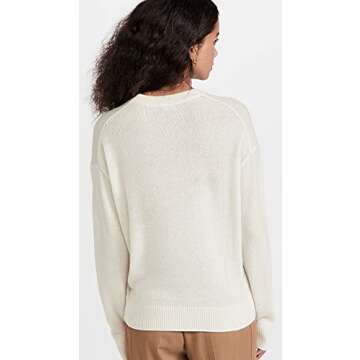 Theory Women's Cashmere Easy Pullover, Ivory, Off White, L