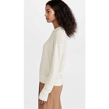 Theory Women's Cashmere Easy Pullover, Ivory, Off White, L