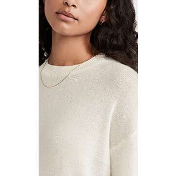 Theory Women's Cashmere Easy Pullover, Ivory, Off White, L