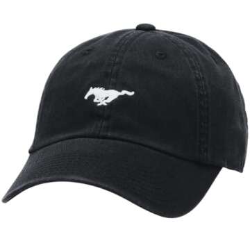 AMERICAN NEEDLE Micro Slouch Casual Baseball Dad Hat Ford Mustang, Black (FORD-1705B)