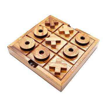 BSIRI Extra Large Tic Tac Toe Board Games - Ideal for Kids Games, Family Games and Game Night for Adults, Farmhouse Decor for Coffee Table Decor, Unique Gifts for All Occasion (8.6 Inch)