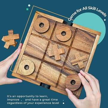 BSIRI Extra Large Tic Tac Toe Board Games - Ideal for Kids Games, Family Games and Game Night for Adults, Farmhouse Decor for Coffee Table Decor, Unique Gifts for All Occasion (8.6 Inch)