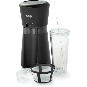 Mr. Coffee Iced Coffee Maker, Single Serve Machine with 22-Ounce Tumbler and Reusable Coffee Filter, Black