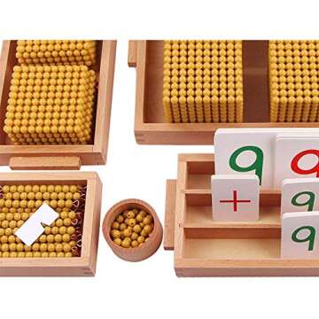 Kghios Montessori Golden Beads Materials Decimal System Bank Game Montessori Math Toys Mathematics Teaching Aids Materials Baby Preschool Education Toys