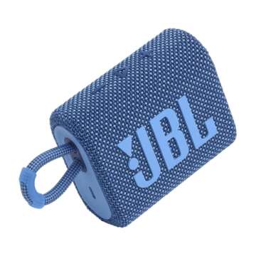 JBL Go 3 Eco - Portable Mini Bluetooth Speaker, big audio and punchy bass, IP67 waterproof and dustproof, 5 hours of playtime, Made in part with recycled materials (Eco Blue)