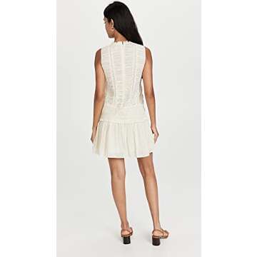 Rebecca Taylor Women's Ruched Lace Dress, New Ivory, Off White, 10