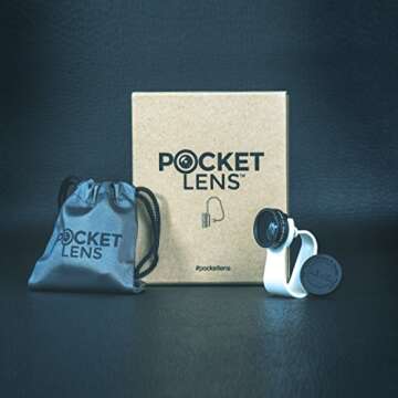 PocketLens 2-in-1 Macro & Wideangle iPhone Camera Lens, Universal Smartphone Accessories for Photography Enthusiasts White