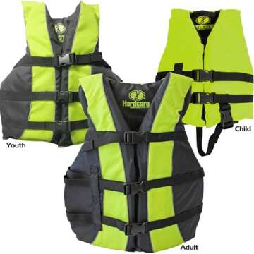 Hardcore Life Jacket Paddle Vest; Coast Guard Approved Type III PFD Life Vest Flotation Device; Jet ski, Wakeboard, Kayak; Ideal Extra Life Jacket for Your Pontoon Boat Neon Yellow (.Adult Universal)