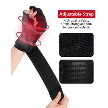 Luguiic Finger Arthritis Compression Ice Glove for Women and Men, Adjustable Wrist Strap Hand Wrist Ice Pack Pain Relief for Arthritis, Carpal Tunnel, Tendinitis Cold&Heat Therapy S Pack of ONE